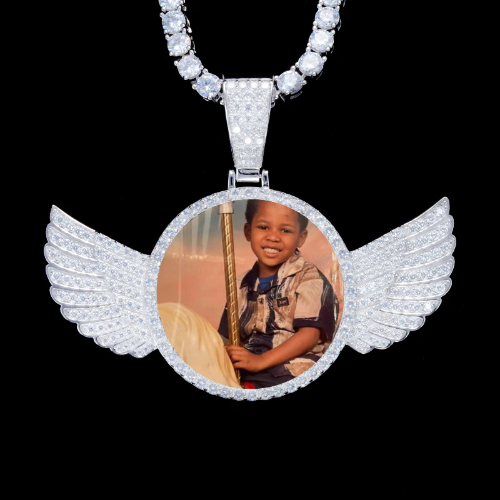 925S & VVS Moissanite 3D Wing Custom Picture Pendant