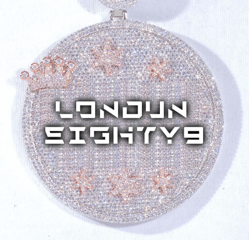 CUSTOM LETTER NECKLACE 3D BIG CROWN DISC
