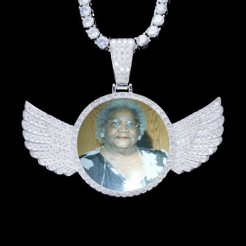 925S & VVS Moissanite 3D Wing Custom Picture Pendant