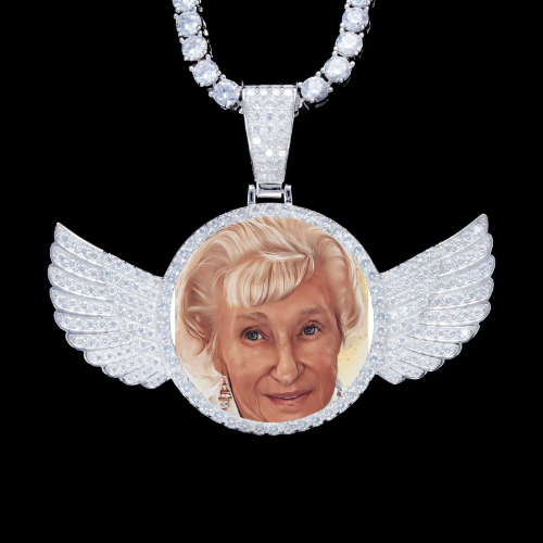 925S & VVS Moissanite 3D Wing Custom Picture Pendant