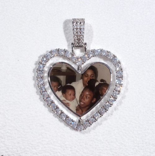 3D Spinning 2-Faced Heart Custom Picture Pendant
