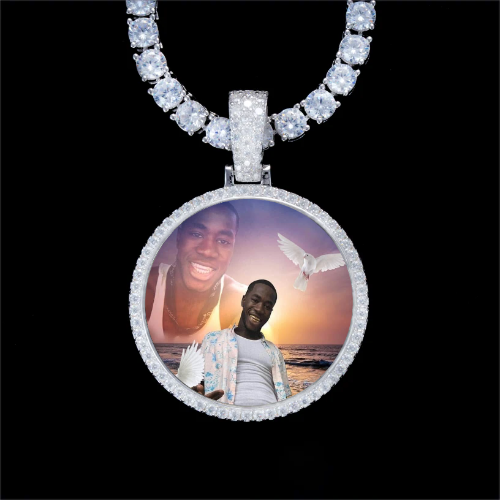 925S & VVS Moissanite 3D Circle Custom Picture Pendant