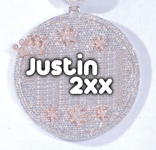 CUSTOM LETTER NECKLACE 3D BIG CROWN DISC
