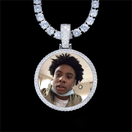 925S & VVS Moissanite 3D Circle Custom Picture Pendant