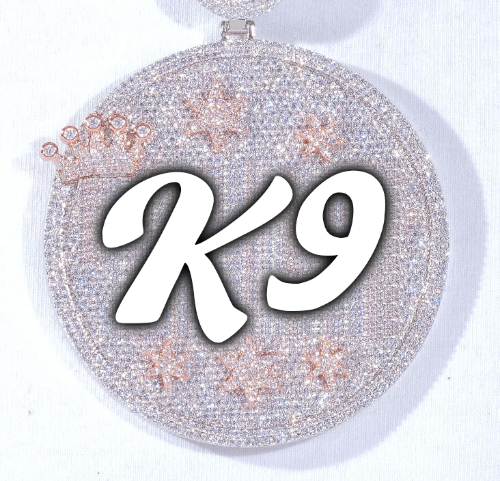 CUSTOM LETTER NECKLACE 3D BIG CROWN DISC