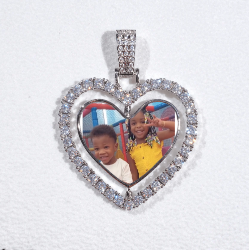 3D Spinning 2-Faced Heart Custom Picture Pendant