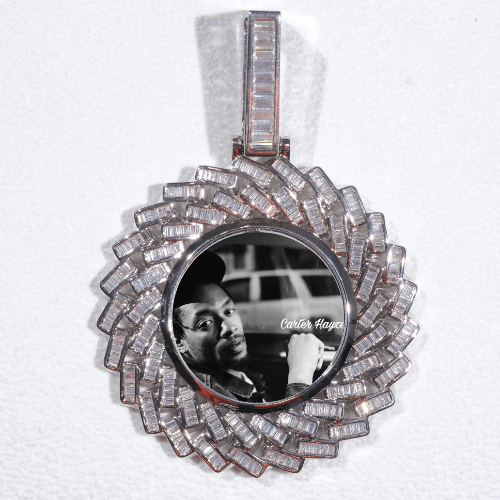 Large 3D Baguette Custom Picture Pendant