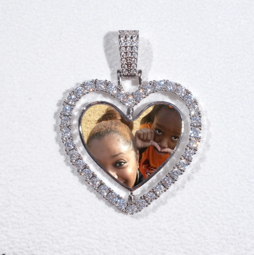 3D Spinning 2-Faced Heart Custom Picture Pendant