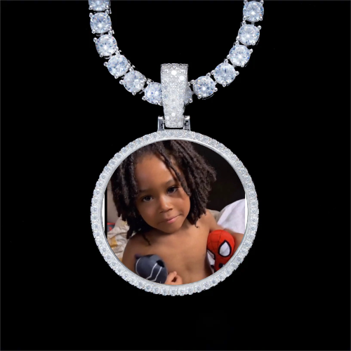 925S & VVS Moissanite 3D Circle Custom Picture Pendant