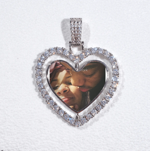 3D Spinning 2-Faced Heart Custom Picture Pendant