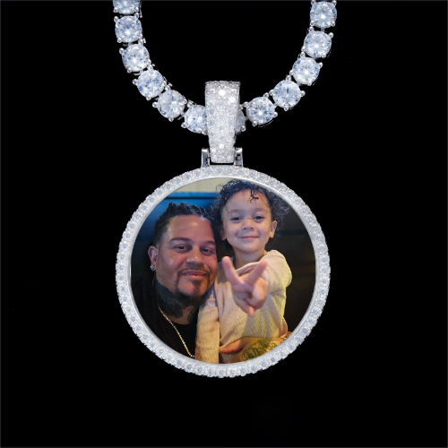 925S & VVS Moissanite 3D Circle Custom Picture Pendant