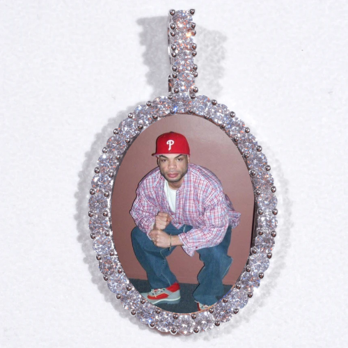 Large 3D Oval Custom Picture Pendant