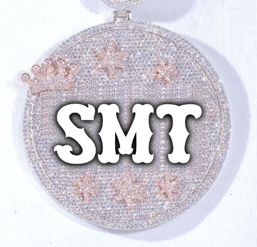 CUSTOM LETTER NECKLACE 3D BIG CROWN DISC