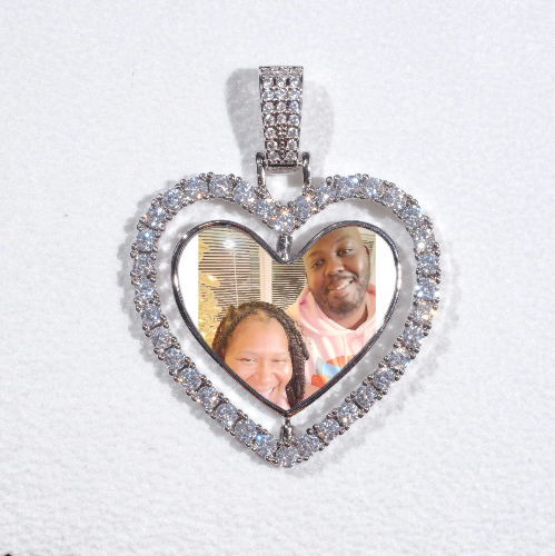 3D Spinning 2-Faced Heart Custom Picture Pendant