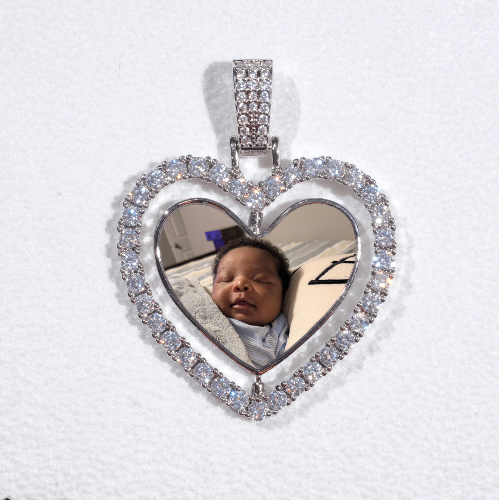 3D Spinning 2-Faced Heart Custom Picture Pendant
