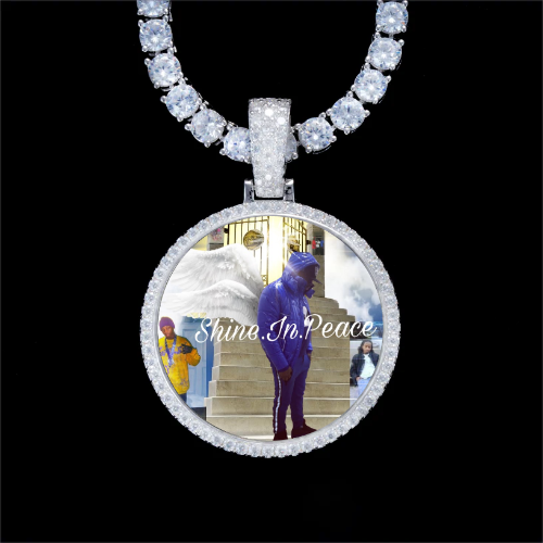925S & VVS Moissanite 3D Circle Custom Picture Pendant