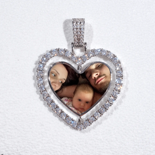 3D Spinning 2-Faced Heart Custom Picture Pendant
