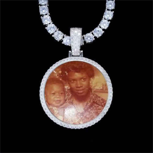 925S & VVS Moissanite 3D Circle Custom Picture Pendant