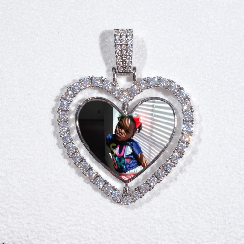 3D Spinning 2-Faced Heart Custom Picture Pendant