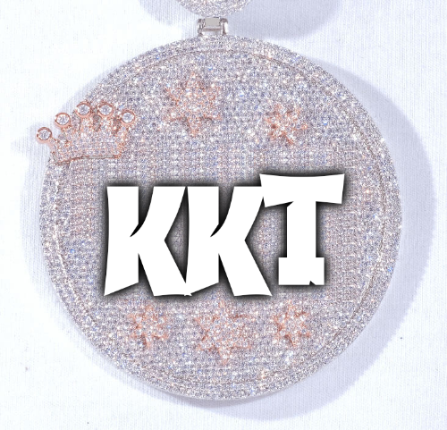 CUSTOM LETTER NECKLACE 3D BIG CROWN DISC