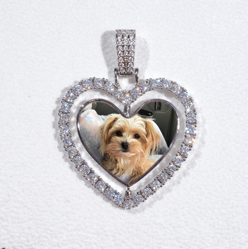 3D Spinning 2-Faced Heart Custom Picture Pendant