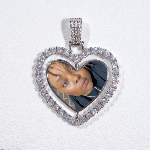 3D Spinning 2-Faced Heart Custom Picture Pendant
