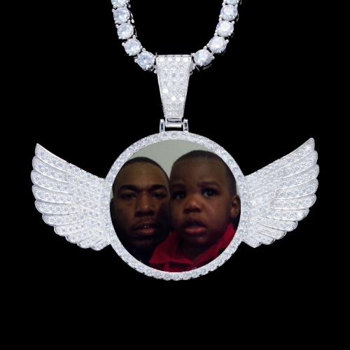 925S & VVS Moissanite 3D Wing Custom Picture Pendant