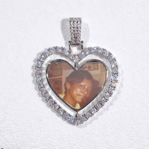 3D Spinning 2-Faced Heart Custom Picture Pendant