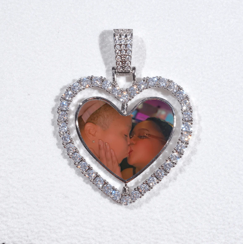 3D Spinning 2-Faced Heart Custom Picture Pendant