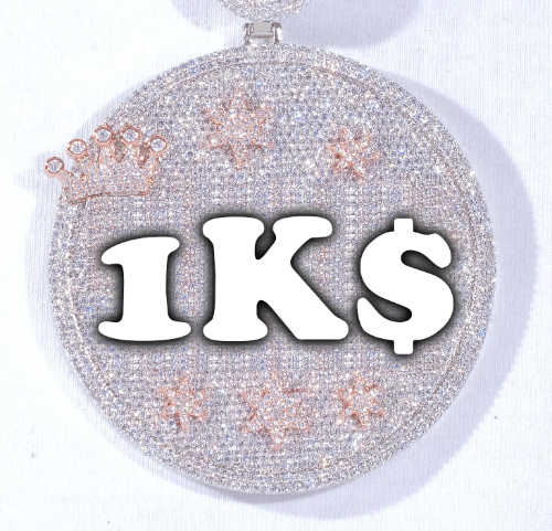 CUSTOM LETTER NECKLACE 3D BIG CROWN DISC