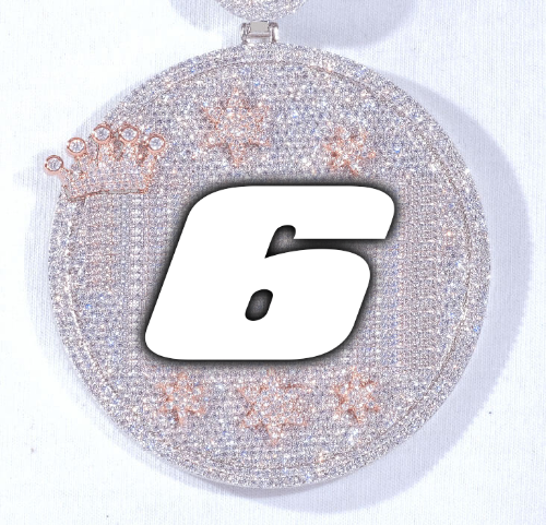 CUSTOM LETTER NECKLACE 3D BIG CROWN DISC