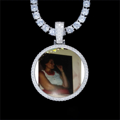 925S & VVS Moissanite 3D Circle Custom Picture Pendant