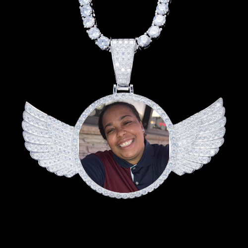 925S & VVS Moissanite 3D Wing Custom Picture Pendant
