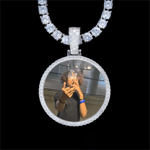 925S & VVS Moissanite 3D Circle Custom Picture Pendant