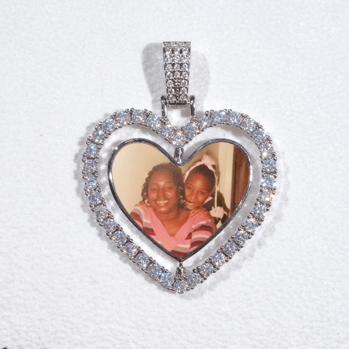 3D Spinning 2-Faced Heart Custom Picture Pendant