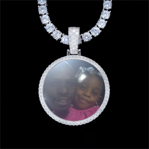 925S & VVS Moissanite 3D Circle Custom Picture Pendant