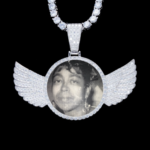 925S & VVS Moissanite 3D Wing Custom Picture Pendant