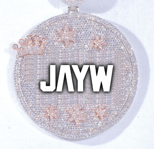 CUSTOM LETTER NECKLACE 3D BIG CROWN DISC