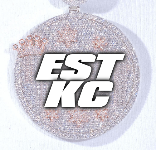 CUSTOM LETTER NECKLACE 3D BIG CROWN DISC