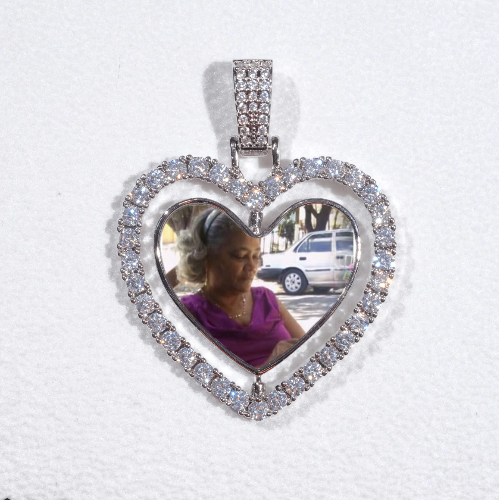 3D Spinning 2-Faced Heart Custom Picture Pendant