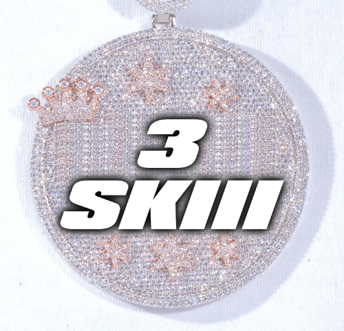 CUSTOM LETTER NECKLACE 3D BIG CROWN DISC
