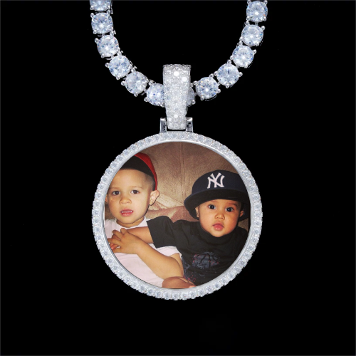 925S & VVS Moissanite 3D Circle Custom Picture Pendant