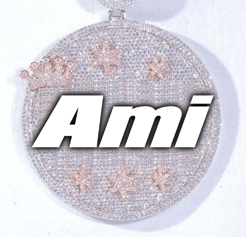 CUSTOM LETTER NECKLACE 3D BIG CROWN DISC