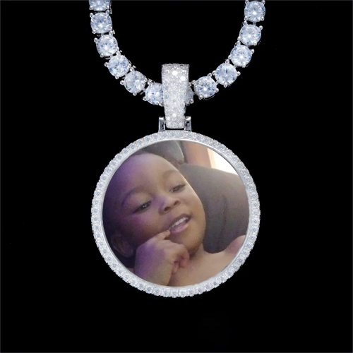 925S & VVS Moissanite 3D Circle Custom Picture Pendant