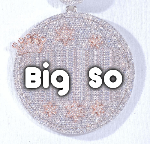 CUSTOM LETTER NECKLACE 3D BIG CROWN DISC
