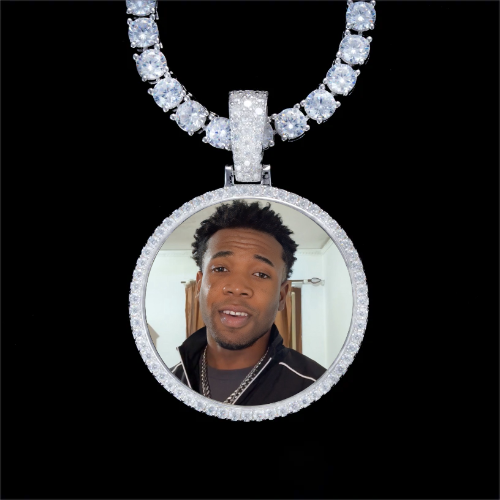 925S & VVS Moissanite 3D Circle Custom Picture Pendant
