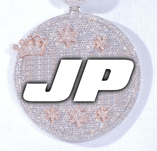 CUSTOM LETTER NECKLACE 3D BIG CROWN DISC