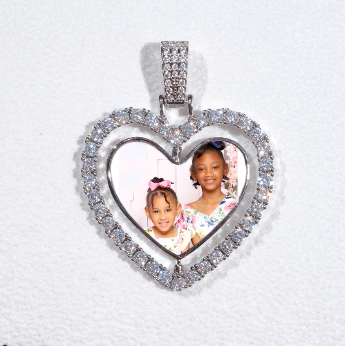 3D Spinning 2-Faced Heart Custom Picture Pendant