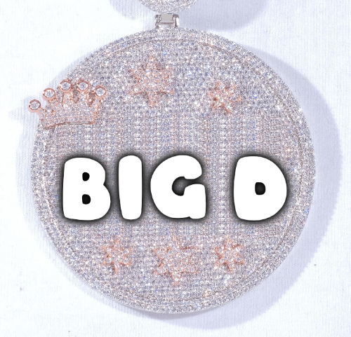 CUSTOM LETTER NECKLACE 3D BIG CROWN DISC