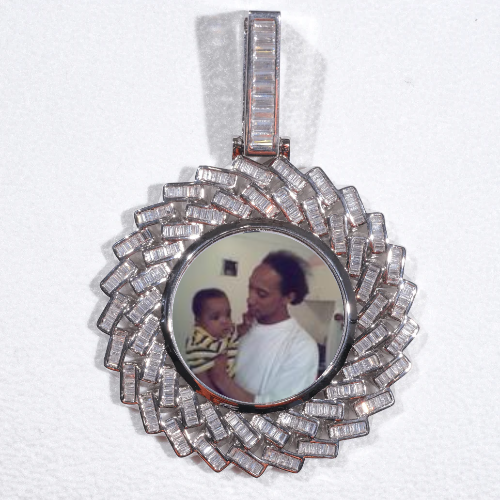 Large 3D Baguette Custom Picture Pendant